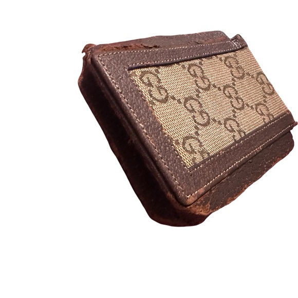 Gucci case monogram GG canvas, green red web ribbon, gold-tone horsebit hardware - Picture 4 of 7